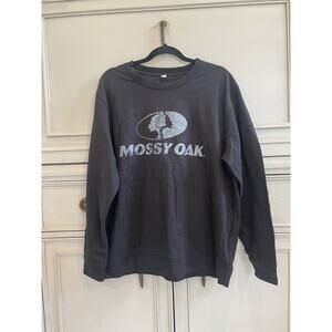 Mossy Oak Mens‎ Black Fleece Crew Pullover Crewneck Sweatshirt Large
